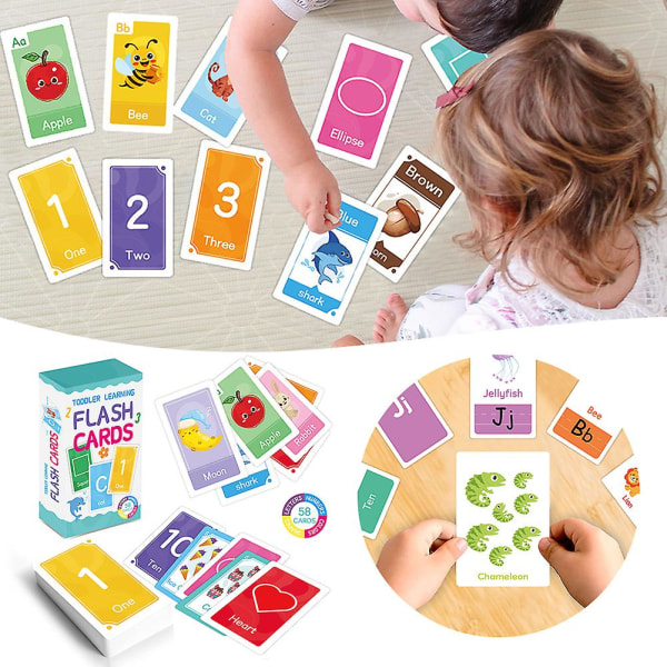 Toddler lärande Flash-kort Set Bokstav Färg Form Antal Lärande leksak för 2-4 år gamla barn