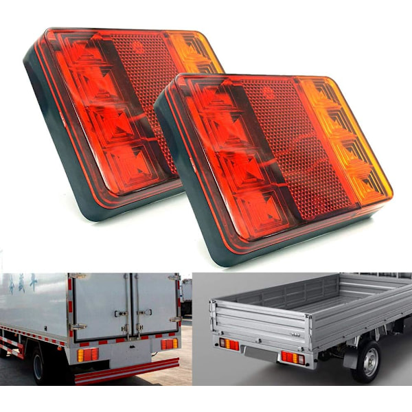 2 st Vattentäta 8 LED Bakljus Röd Gul Bakre DC 12V för Trailer Lastbil Båt Bil Styling Varning