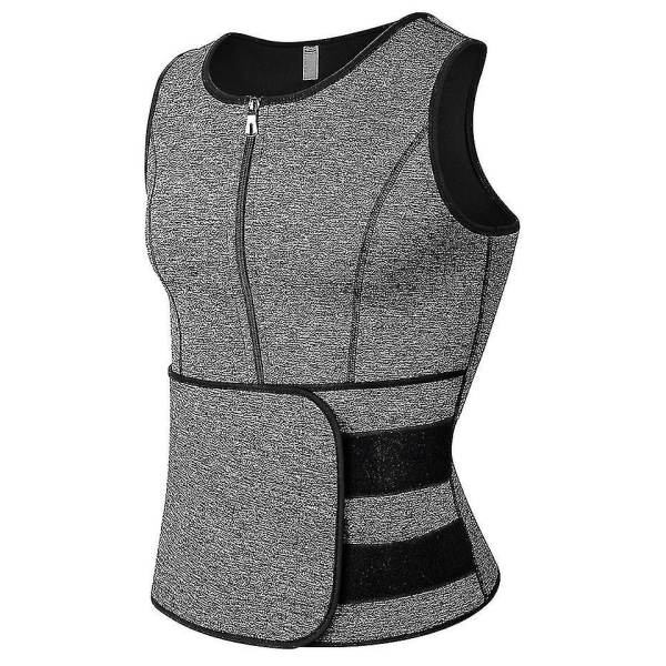 Mannen Shapewear Taille Trainer Zweet Vest Sauna Suit Workout Shirt Afslanken Body Shaper For vægttab grey L