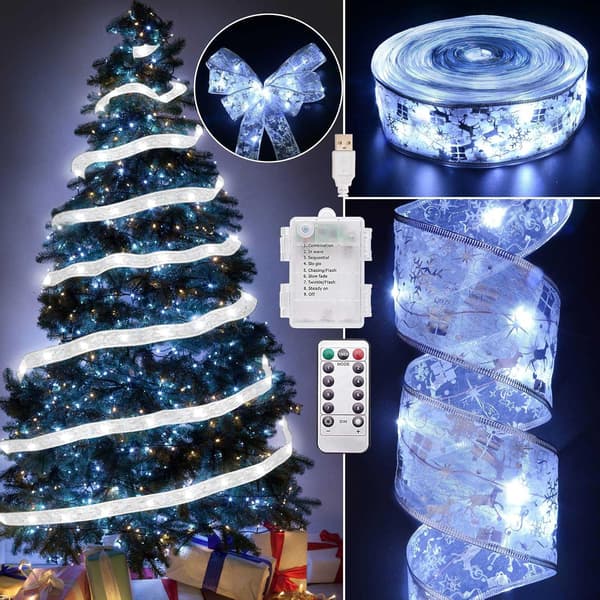 Julepynt, 6,35 cm x 10 meter 100 LED Juletræs bånd L