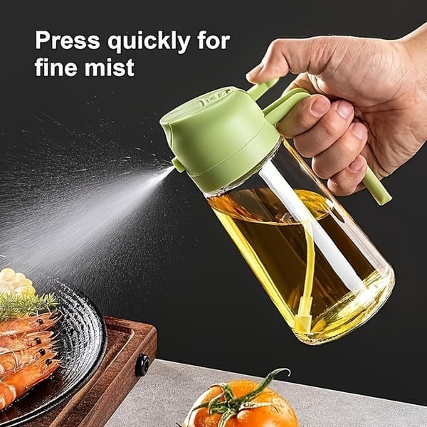 2-i-1 portabel oljeflaske, 470ml, matlaging Grön
