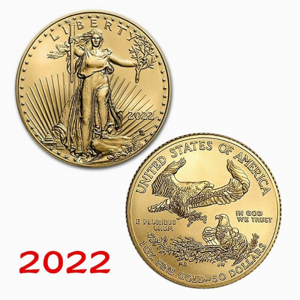 Forgyldt samleobjekt Statue Liberty Souvenir Usa Coin Collection Gave eagle head gold