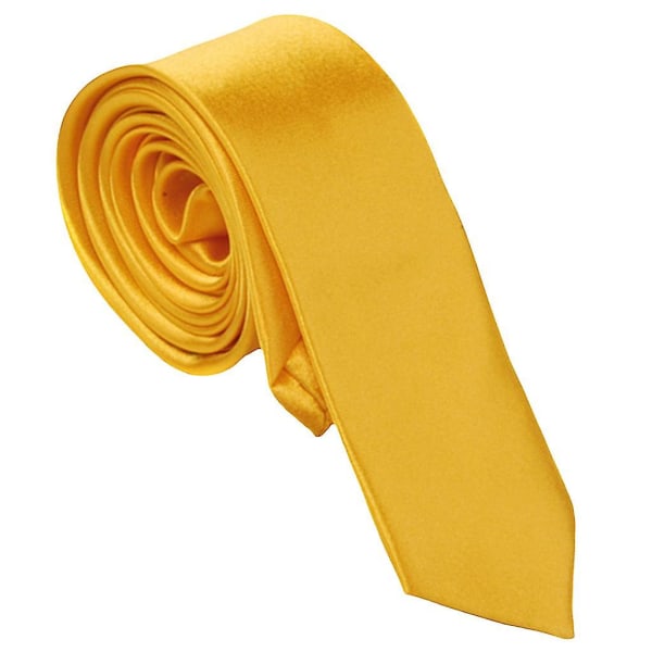 Unisex uformelt slips Skinny Slim Smal Neck Slips - Solid (gullgul)