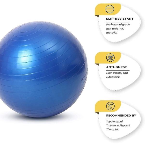 Träningsboll för gym, anti-burst, pilates, yoga, core, förlossningsträning med pump -ys Blue 65 cm