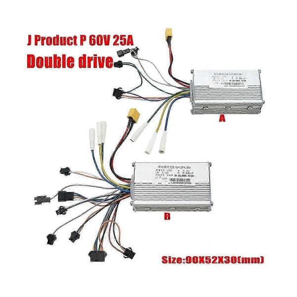 Elektrisk scooter dobbelt drev controller JP 48V 52V 60V 25A 50A børsteløs controller AB front bag drev controller kit,2 Black