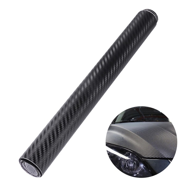 3D Carbon Fiber Wrap Roll DIY -tarra autojen autojen sisustukseen 30x127cm (musta)