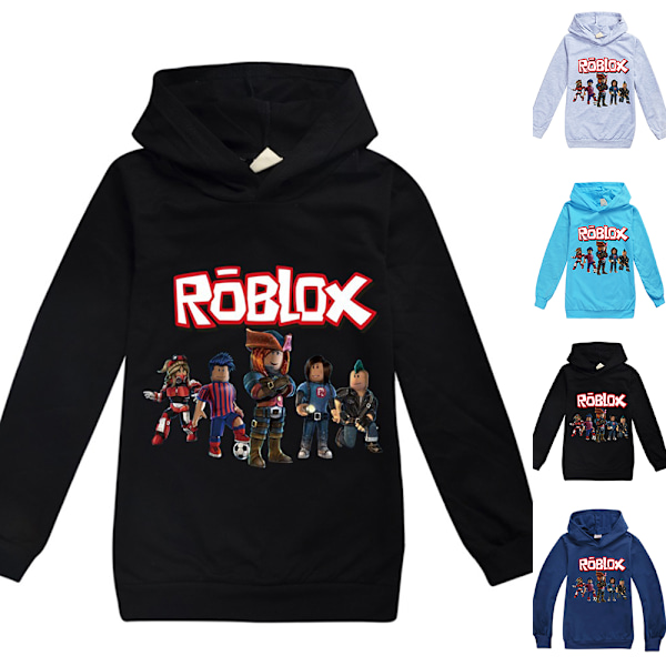 ROBLOX 3D print børne hættetrøje frakke langærmet sweater top grå grey 160cm