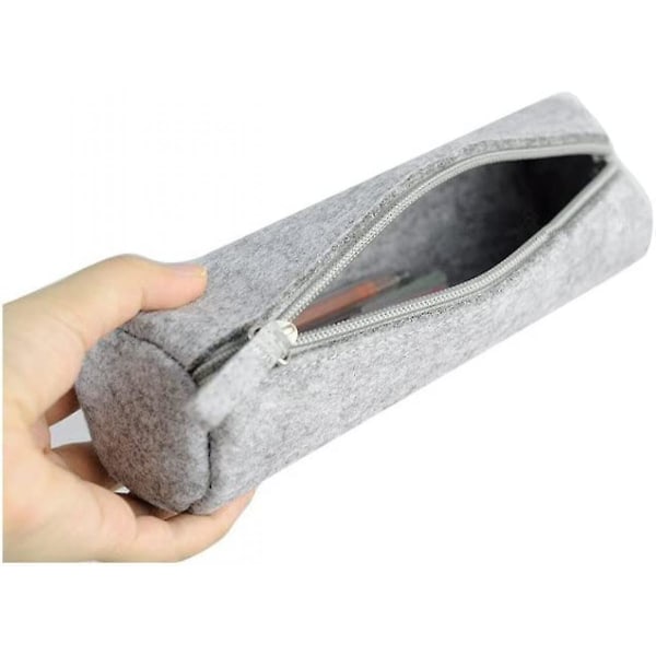 Mode ullfilt Enkel kosmetisk penna case Rullsnygg Minimalistisk ullfilt vikt case/pennhållare ((grå)