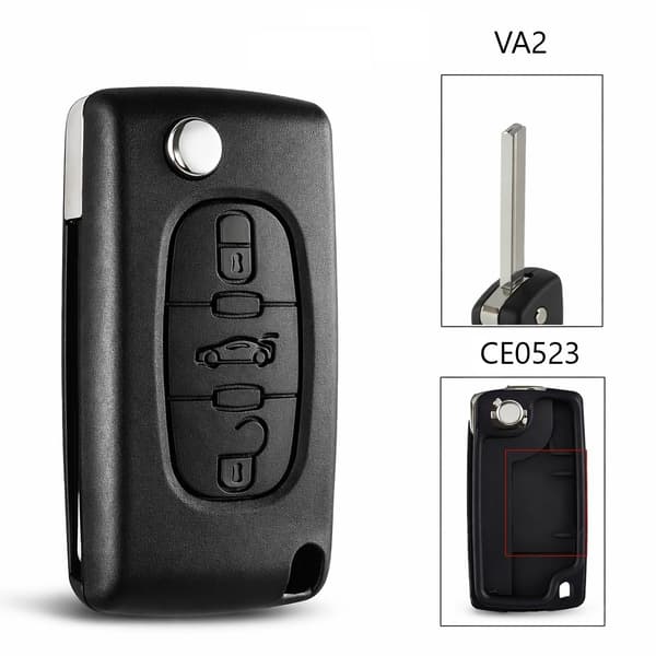 Key Shell Compatible with Citroën and Peugeot CE0523 VA2 – 3 Buttons