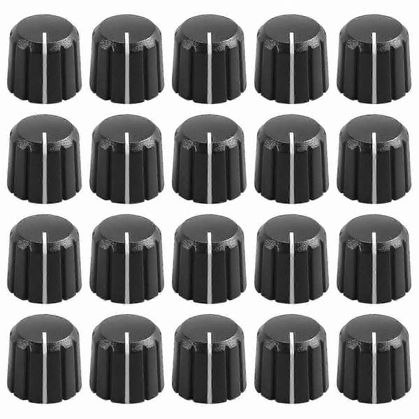 20-pack plastvridknappar för 6 mm D-axel gitarrkontroller, 15x13,5 mm potentiometerreservdelar Black  White