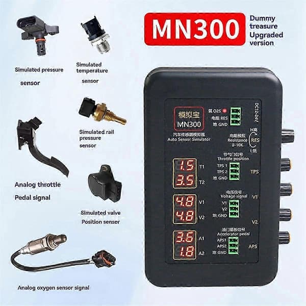 Mn300 Auto Sensor Simulator Automotive Signal Tester Bilskinne Oxygen Olie Tryk Flow Sensor Signal Generator