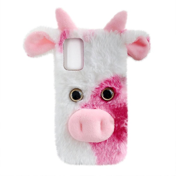 Fluffy Cow Phone Shell Lovely Plush Phone Cover kompatibel med S21 Ultra 5g