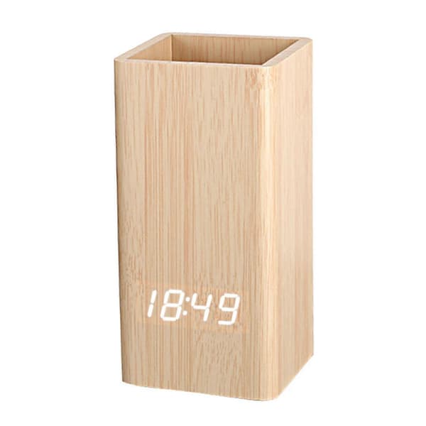 LED Digital Penholder Stemmestyring USB Batteridrevet Blyantholder til Bamboo