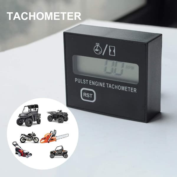 Digital Tachometer, Hour Meter, RPM Meter, Suitable for All Gasoline Engines with Spark Plugs.