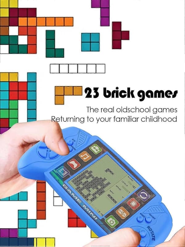 2 st Brick Game Console, Inbyggd 23 Pusselspel, 3,5 tums LCD Mini Bärbar Brick Game Player, 9*17*2,5cm