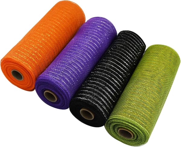 Halloween Polyester Mesh Ribbon Deco Metallic Fall Mesh Metallic Foil Svart, CJY