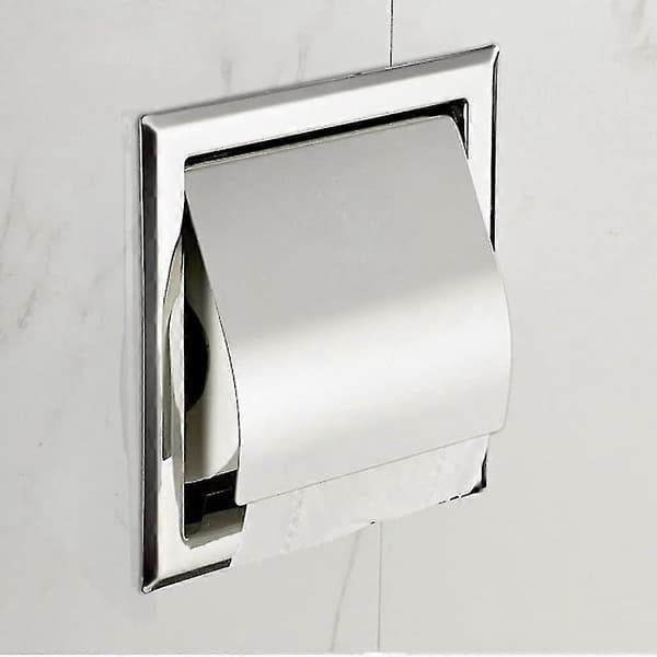 Innfelt papirholder for baderomsoppbevaring, rustfritt stål, polert