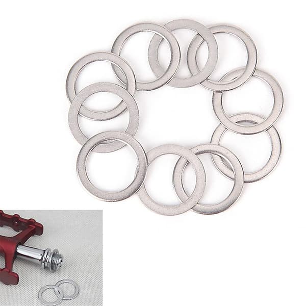 10 stk. afstandsstykker til cykelpedaler, krumtap, cykel, rustfrit stål, ringeskiver Silver 10 Pcs