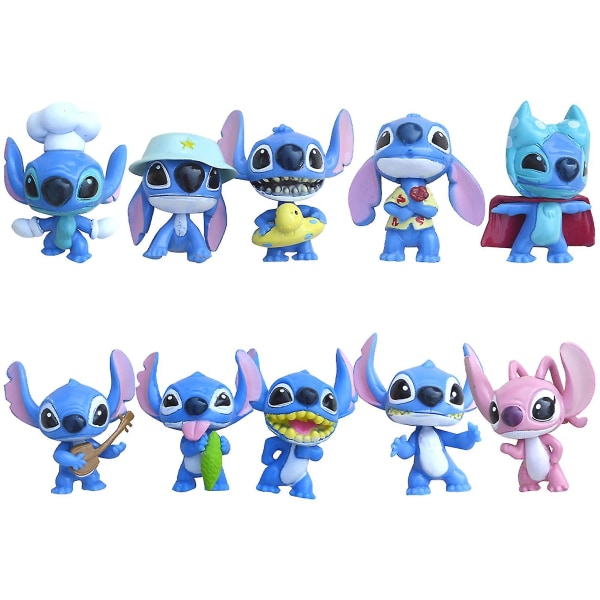 10 stk Lilo & Stitch Tegneserie Dukke Sett PVC Stitch Figur Leke For Barn Voksne