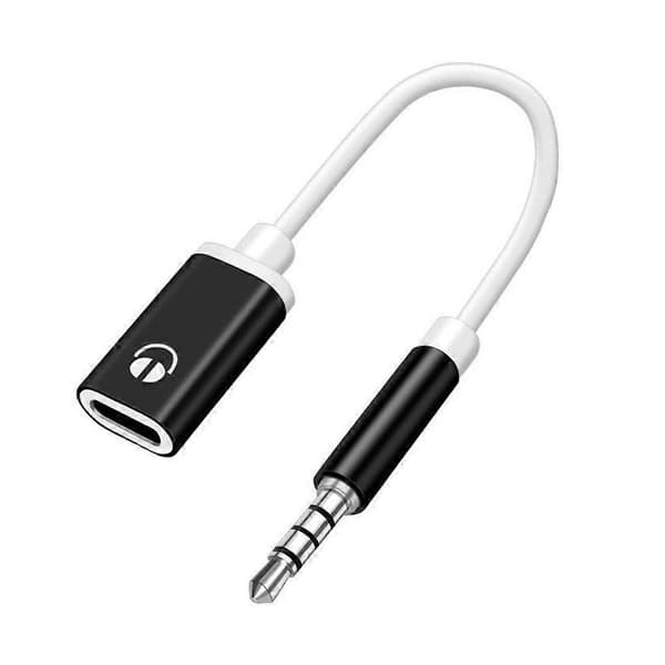 Type C hunn Type-C til 3,5 mm Jack-omformer 3,5 mm til Type C-adapter for mobiltelefoner/bærbare datamaskiner black