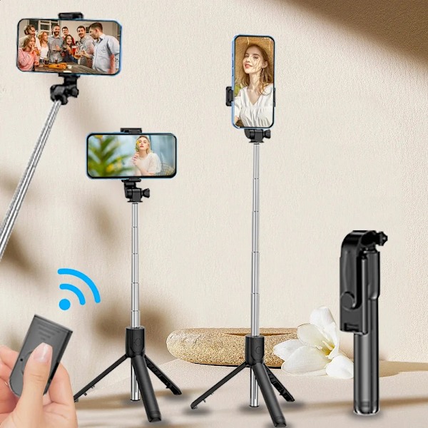 QD+Mobile selfie-tikku jalustalla, kädessä pidettävä matka pos kaukosäädin suora lähetys 240810