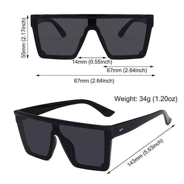 Nya stora integrerade UV400-solglasögon för mode, street style, bilkörning Black-Gradient Gray