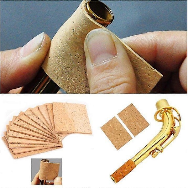 10 st Universal Sax Halskork Naturlig Hållbar Trä Alto Saxofon Halsfog Korkark för Alto Sopran Tenor Mässing 6x4cm