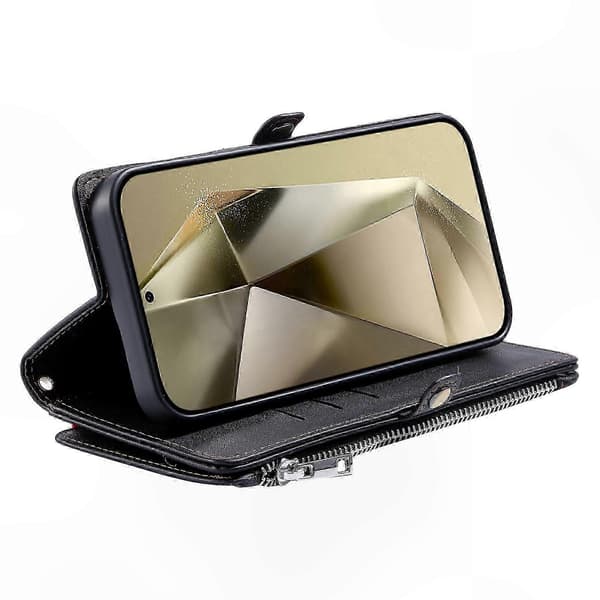 Plånboksfodral med handledsrem för Galaxy A17 5G, TPU + PU-läderfodral, svart