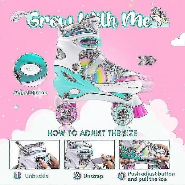 Double-Row Roller Skates Compatible with Children - Complete Set Compatible with Beginners and Children Blue Blue S
