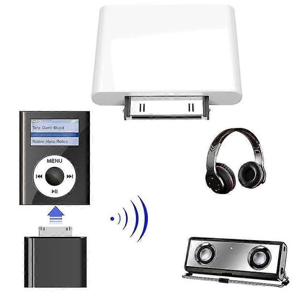 Trådlös Bluetooth-kompatibel sändare Hifi Audio Dongle-adapter för Ipod Classic/touch White