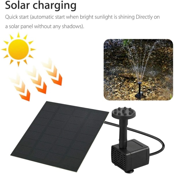Vattenfontän med solceller och 4 sprinklerhuvuden