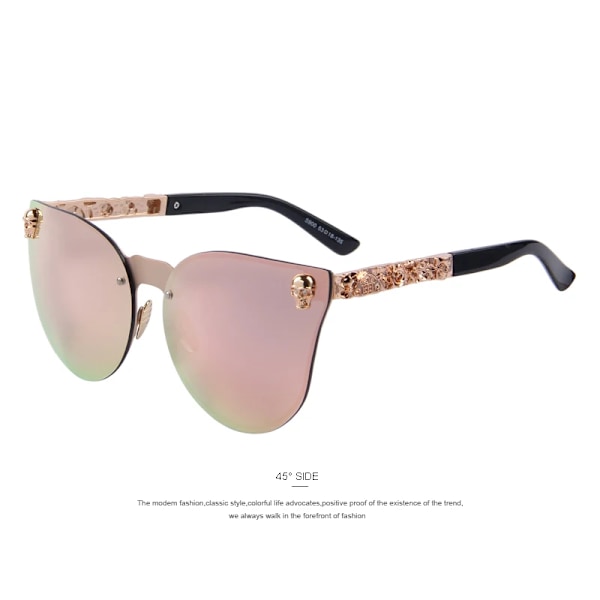 MERRYS Mode Dam Gotiska Glasögon Skalle Ram Metallskalmar Oculos de sol UV4 C02 Pink