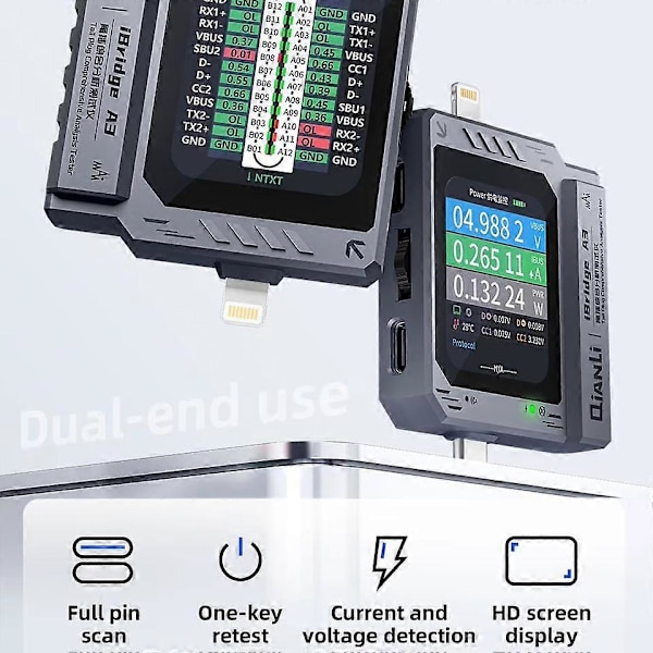 Qianli iBridge A3 Hale Prop Omfattende Analyse Tester til Lightning & Type-C Interface EnhederCJY Not Specified