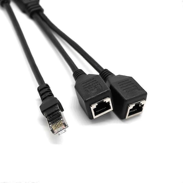 1 til 2 stik LAN Ethernet netværksstik splitteradapter med LAN-kabel CJY