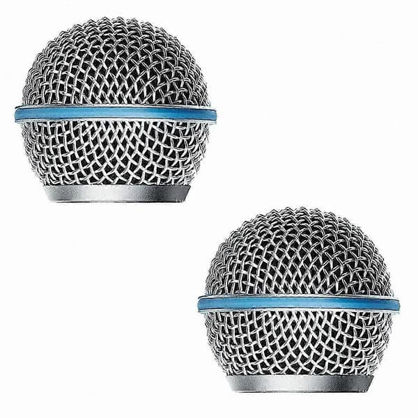 2-pack ersättningsmikrofonnät för Beta58A SM58 Pgx24 Slx24 mikrofoner Silver