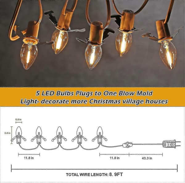 5 Base C7 String Pærer Juleby Lys Tilbehør Ledning Med 5 Led Pære xiCJY