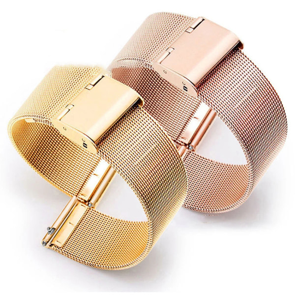 12-22mm Universal Milanesisk Rem Snabbkoppling Mesh Rostfritt Stål Armband Armbandsur Svart Guld 14mm