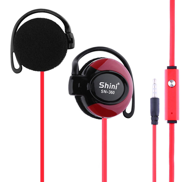 Shini Sn-360 Earhook Headset 3,5 mm kablet stereohovedtelefon Gaming Sport Hovedtelefon med mikrofon til telefon headset rød