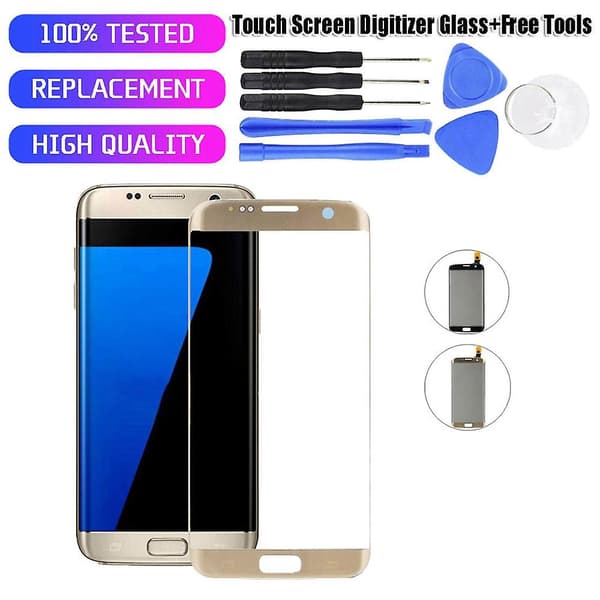 för Galaxy S7 Edge G935 Kontaktskärm Digitizer Glas med Verktyg Gold