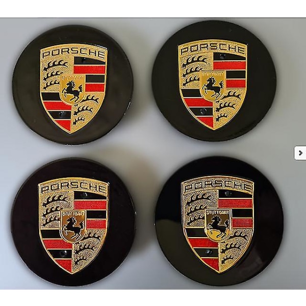 Porsche Hjul Center Caps Badge Emblem - 76mm - Sort