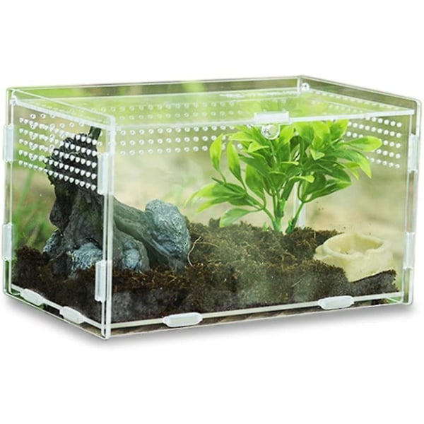 Insect Feeding Box, Acrylic Terrarium Container for Spider Lizard Frog Scorpio,Pet Reptile HabitatS