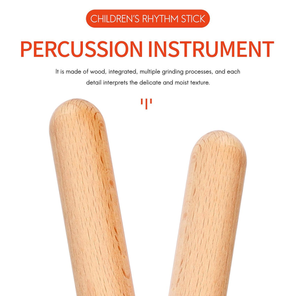 6 Par Klaver Træ Musikalsk Percussion Instrument Rhythmestokke Percussion Rhythmestokke Børn M