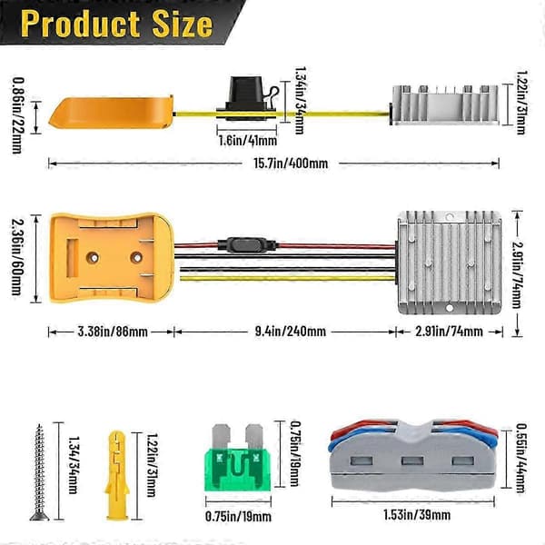 20V til 12V Step Down Converter, DC 12V 20A 240W for Dewalt