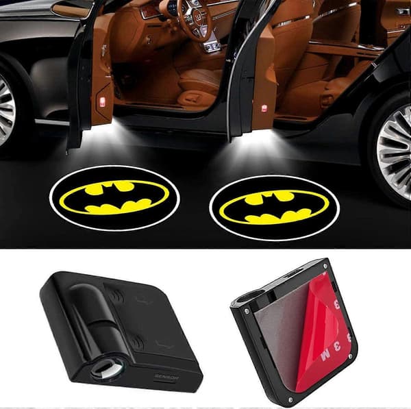 2 stk. trådløst billogolys for Batman, Ghost Shadow Courtesy Projector Velkomst-LED-lamper for alle bilmodeller