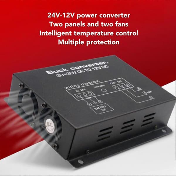 DC 24V til 12V Step Down-omformer Spenningsreduserende omformer med temperaturkontroll for biler lastebiler CJY