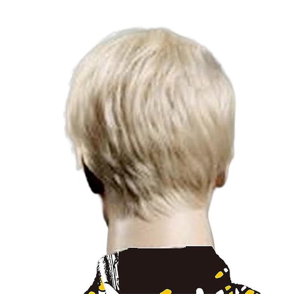 Blond kort herrperuk med snedlugg för cosplay, CJY