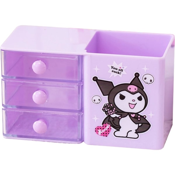 Anime Kuromi Desktop Skrivbord Kontorsmaterial Behållare Pennhållare för Skrivbord Söt Blyertspenna Kopp Pot Smink Borsthållare Mini Box