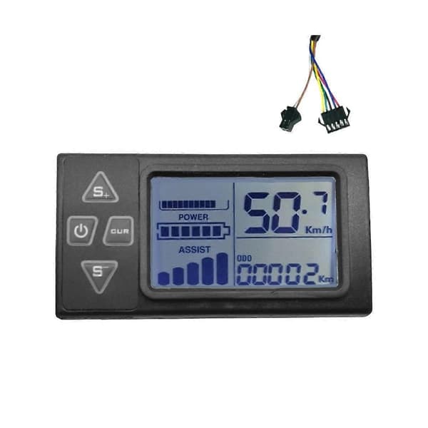 24V 36V 48V 60V S861 LCD Ebike Display Dashboard Måler til Elcykel BLDC Controller Kontrolpanel (SM Stik) Black