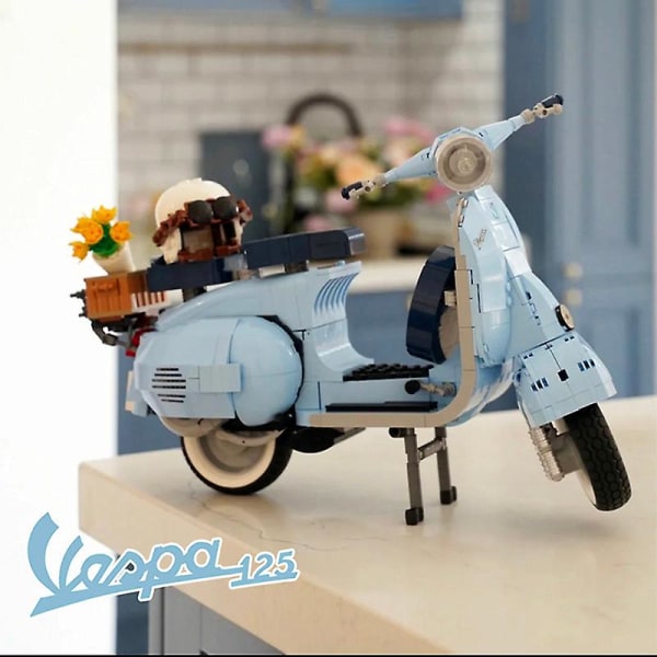 Roman Holiday Vespa 125 Moc 10298 Berømt Motorsykkel By Moto Samlet Byggeklosser Høyteknologiske Modellleker For Barn Gave