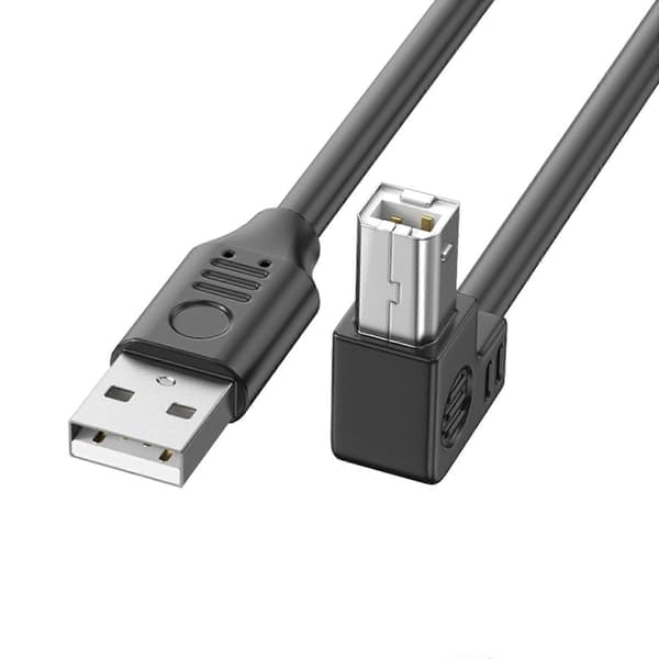 USB A til B printerkabel med høj overførselshastighed, forlænget længde, 90-graders vinkel til effektive kontoropsætninger 0.3m Bend down